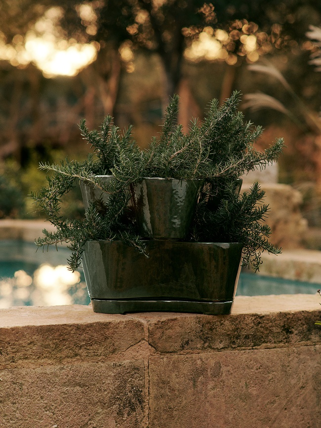 Gemi Pots avec soucoupe, Lot de 3