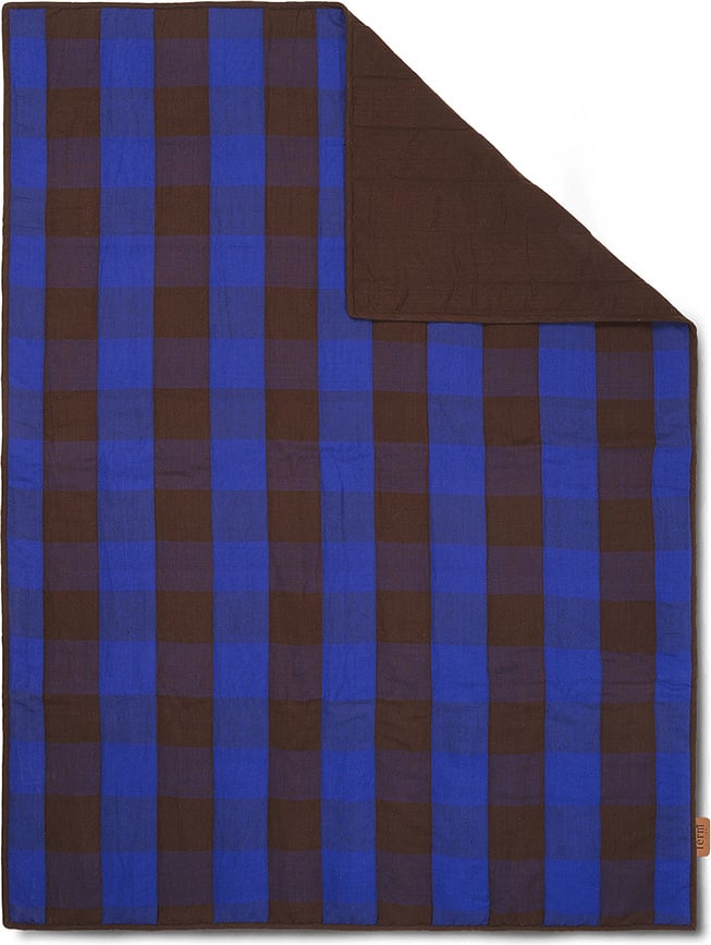 Grand Picknick-Decke 120 x 170 cm Schachbrett braun-blau