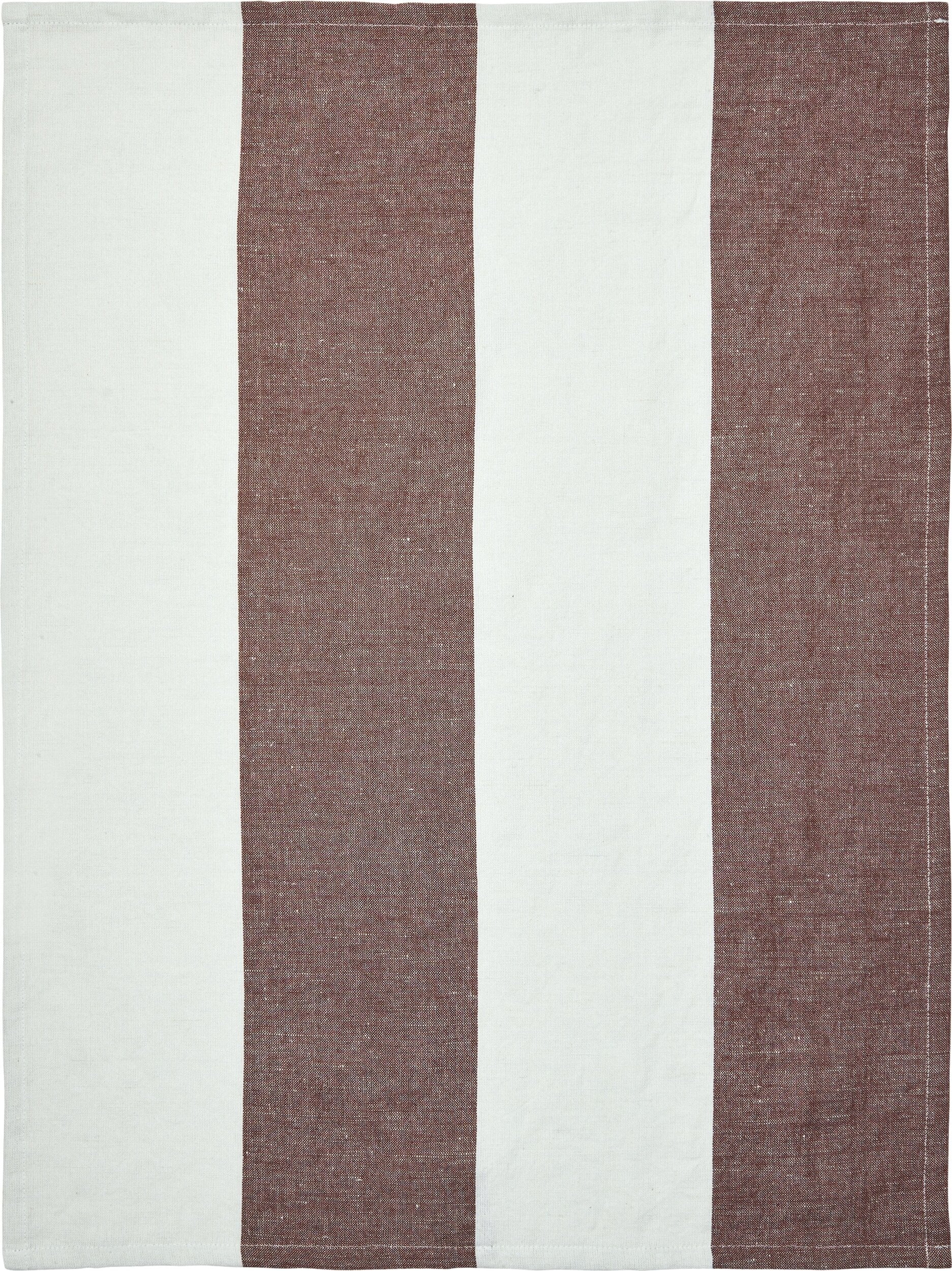 Hale Geschirrtuch gestreift 50 x 70 cm, kastanienbraun-limettengrün