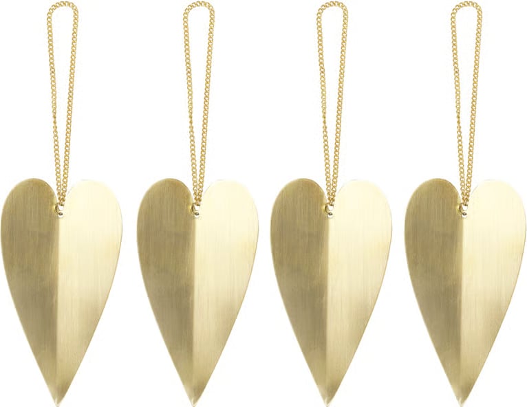 Heart Christbaumschmuck Messing, 4 St.