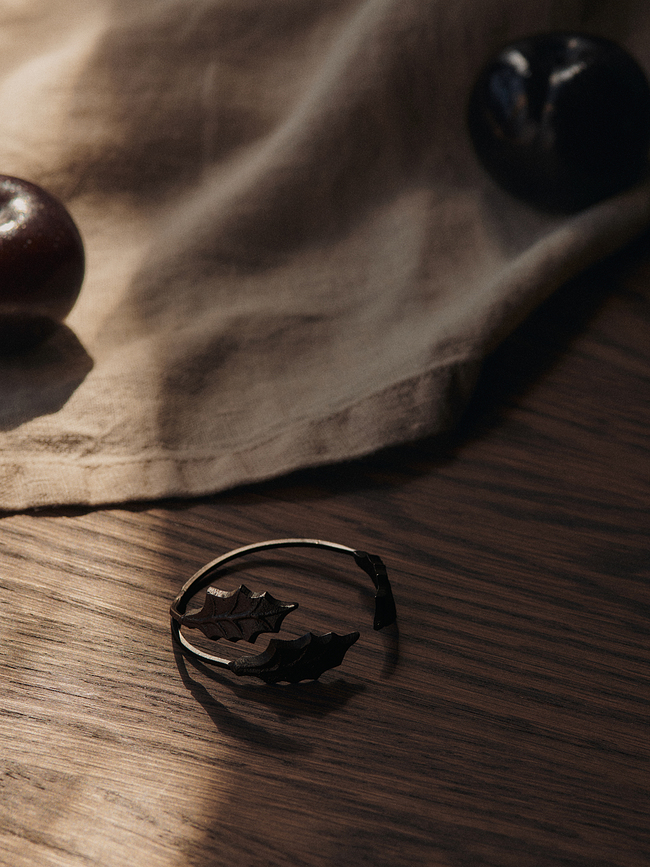 Holly Leaf Obročki za serviete, medenina, 4 kosi