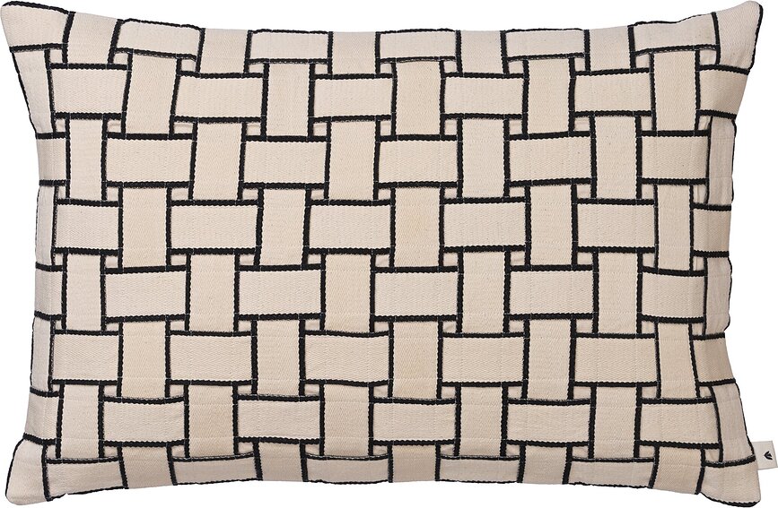 Housse de coussin Lattice 40 x 60 cm, crème-noir