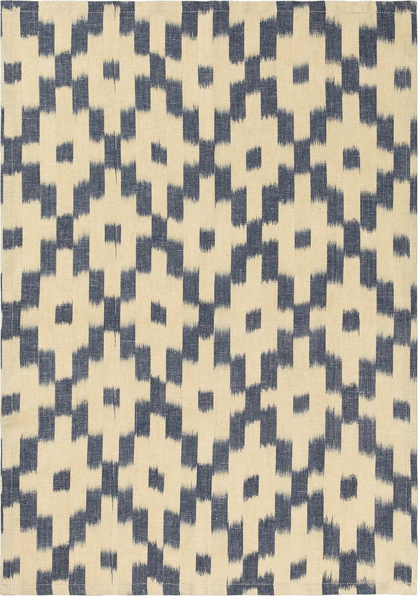 Ikat Torchon de Cuisine 50 x 70 cm, beige et bleu