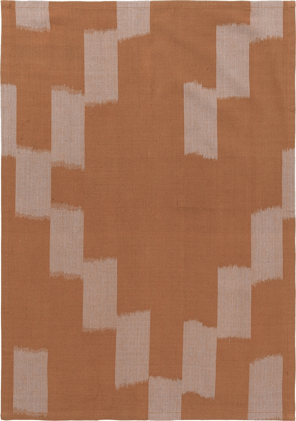 Ikat Torchon de Cuisine, 50 x 70 cm, orange et beige