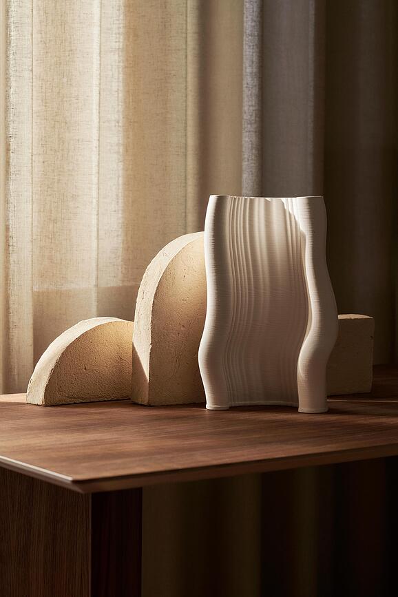 Jarrón Moire, 30 cm, crema