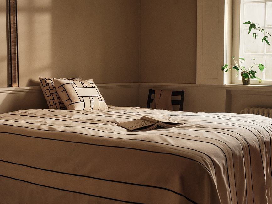 Jeté de lit Twill à rayures 180 x 260 cm, blanc cassé