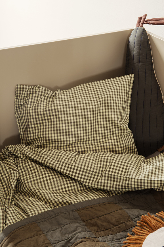 Juego de Funda Nórdica Infantil Check, 100 x 140 cm, funda de almohada 40 x 45 cm, azul