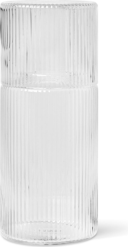 Jarra con Vaso de cristal Ripple, transparente, Set de 2 piezas