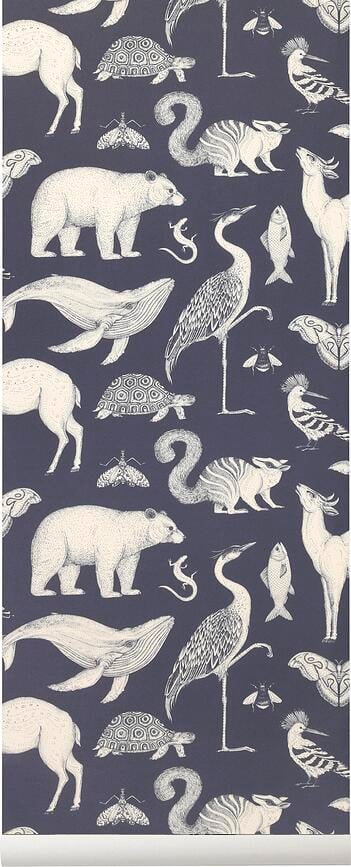 Katie Scott Animals Tapete marineblau