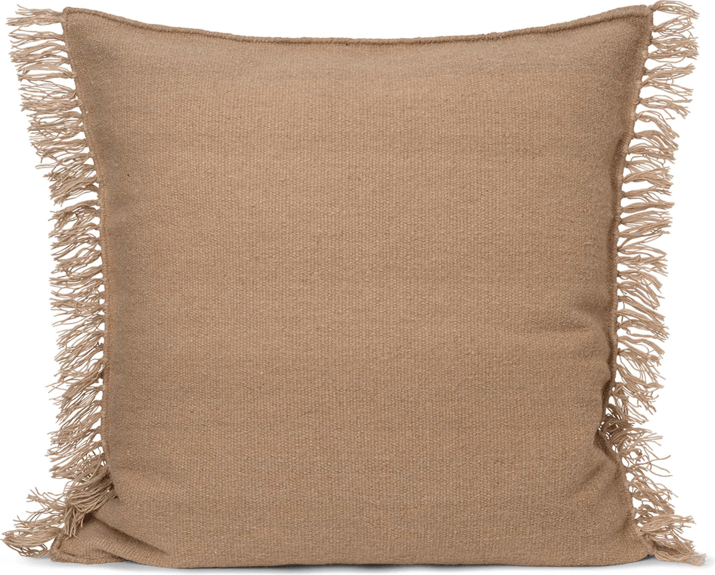 Kelim Kissen 80 x 80 cm sandfarbig mit Fransen