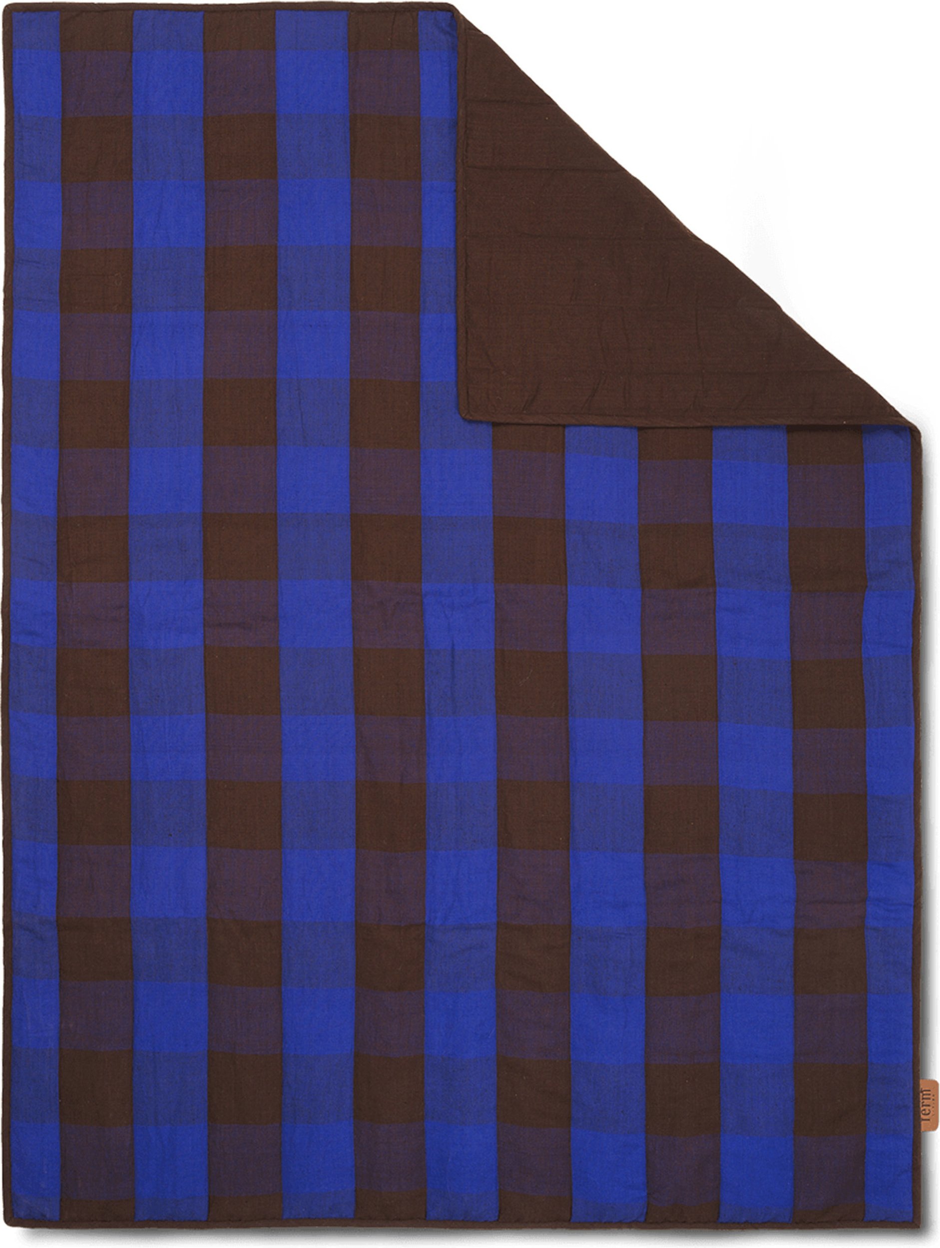 Koc piknikowy Grand szachownica 120 x 170 cm brązowo-niebieska