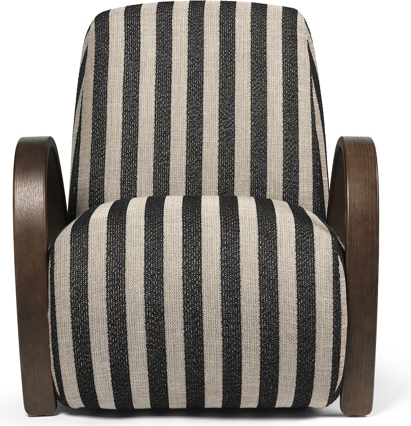 Kreslo Rico Lounge pruhované pieskovo-čierne s opierkami na ruky