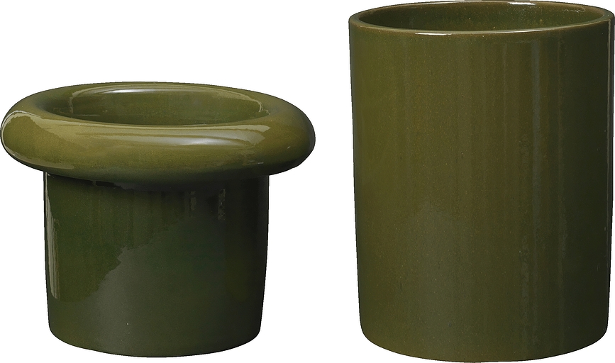 Maceta con Plato Rollo, 36 cm, blanca