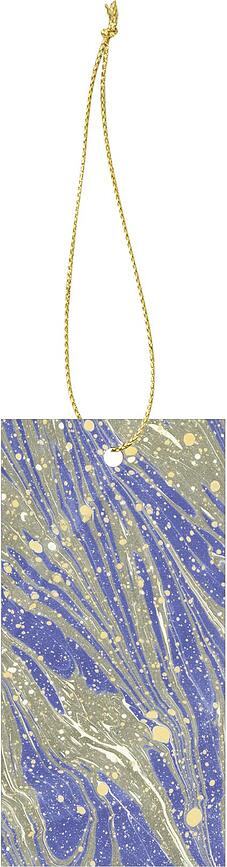 Marbling Presentetiketter, guld-blå, 6 st