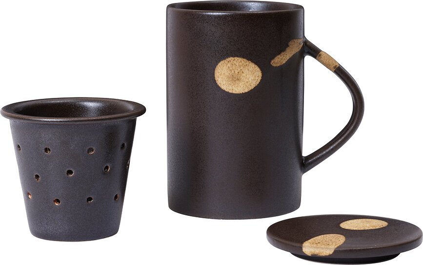 Mugg med tesil och lock Koyo 400 ml, mörkbrun