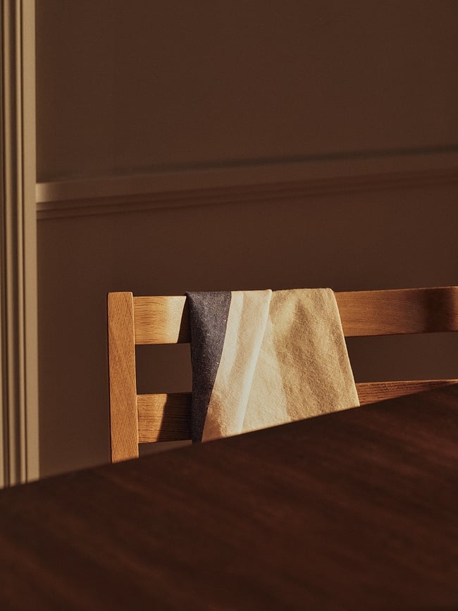 Nappe Hale à rayures 150 x 240 cm, marron et vert citron