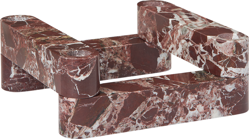 Newel Bougeoirs modulaires pour bougies classiques, marbre rouge, Set 4 pièces