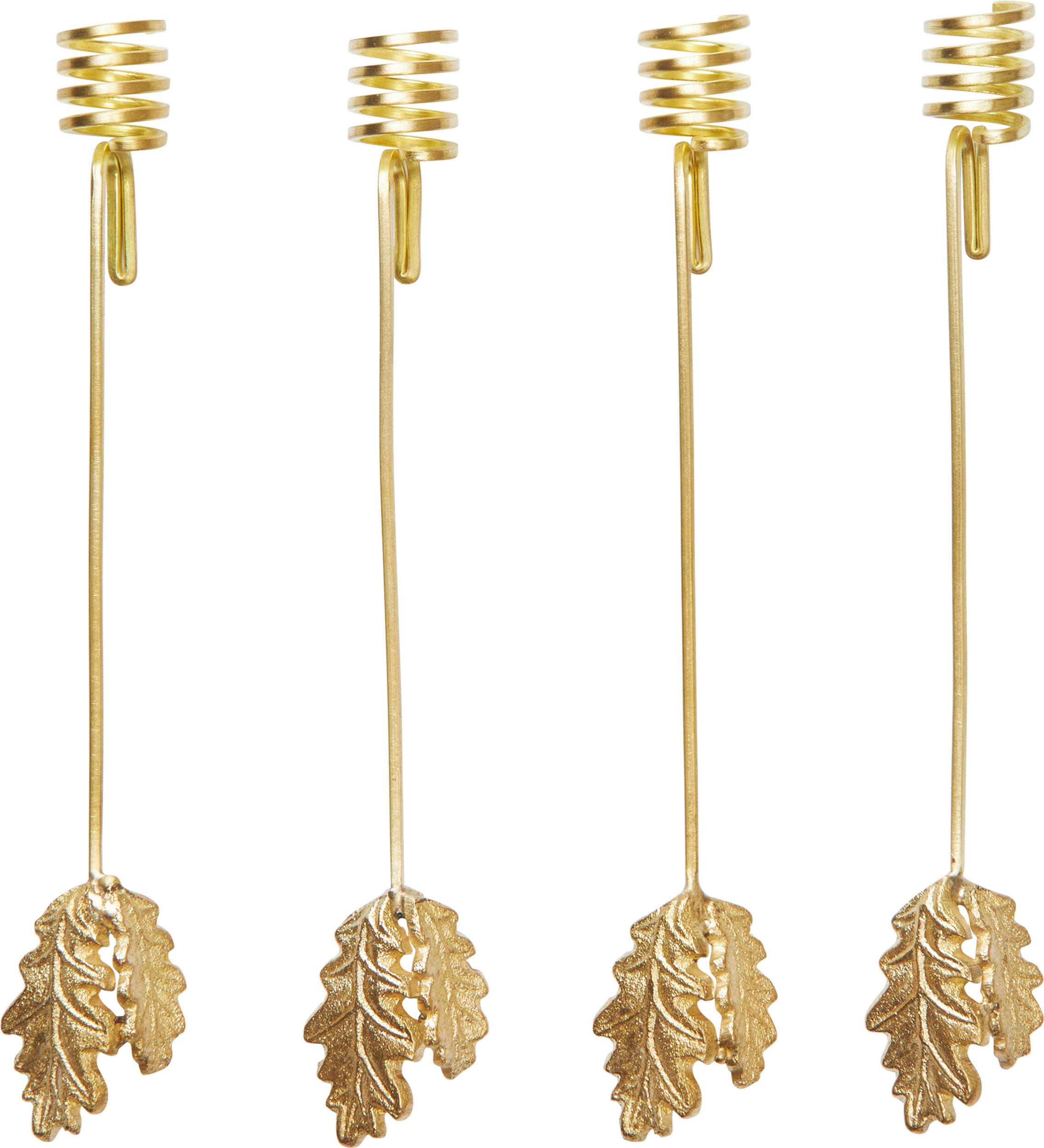 Oak Leaf Kerzenhalter für Weihnachtsbaum, Messing, 4 St.