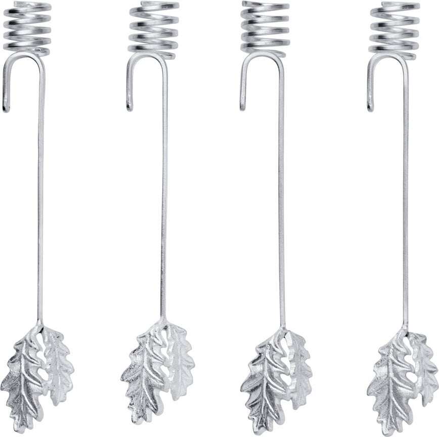 Oak Leaf Weihnachtsbaumkerzenhalter silber, 4 St.