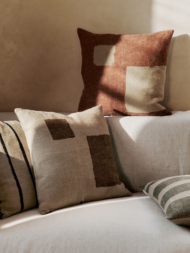 Oleo Housse de Coussin décorative, 50 x 50 cm, vert-beige