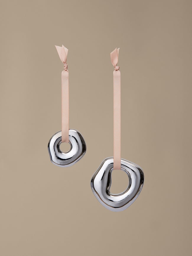 Orrith Ornements de Noël, argentés, Lot de 2