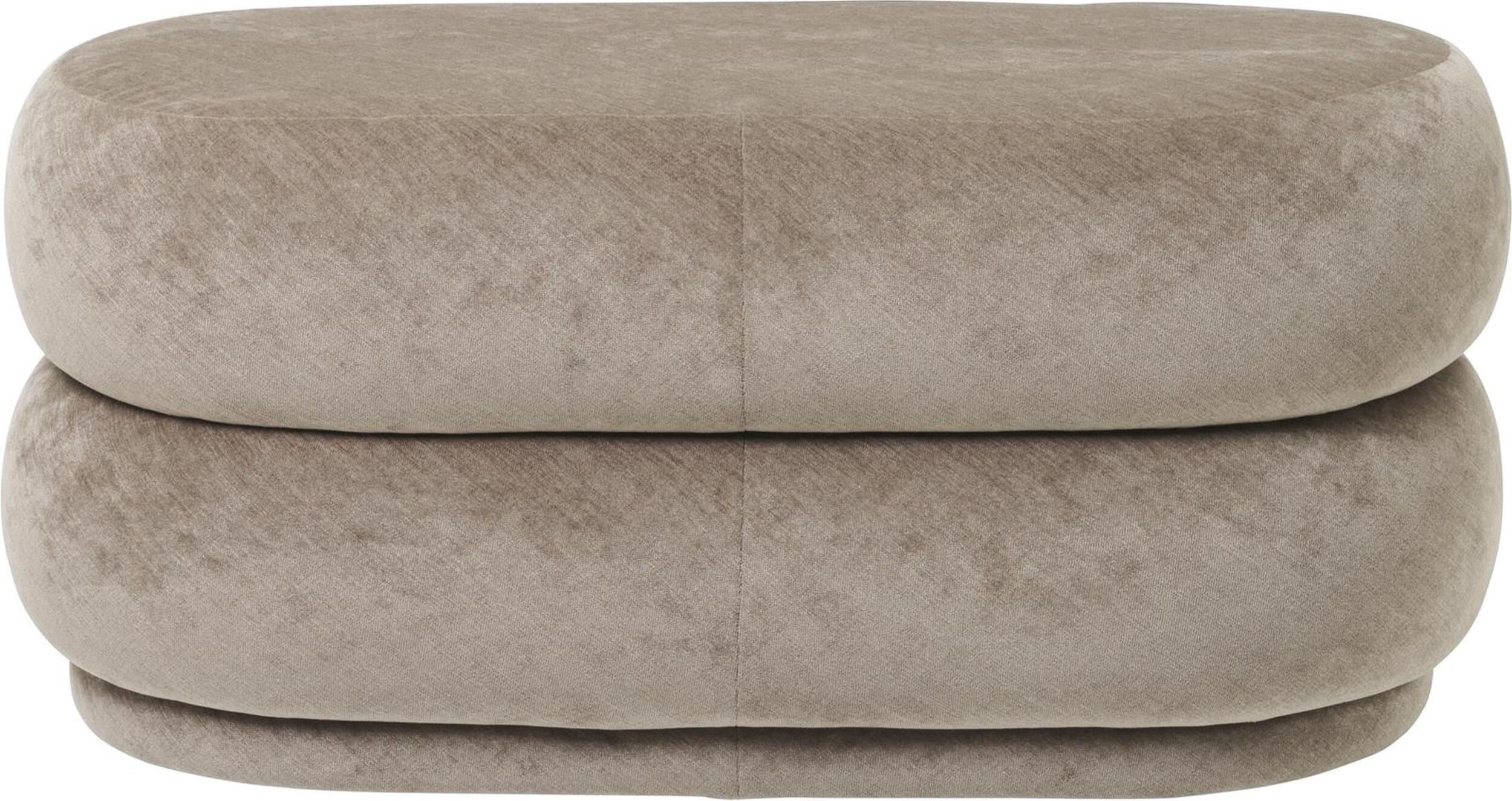 Oval Faded Velvet Pouf beige