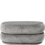 Oval Faded Velvet Pouffe grey