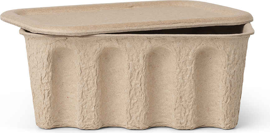 Paper Pulp Boîtes de Rangement, beige, Lot de 2