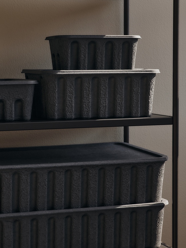 Paper Pulp Boîtes de Rangement, beige, Lot de 2