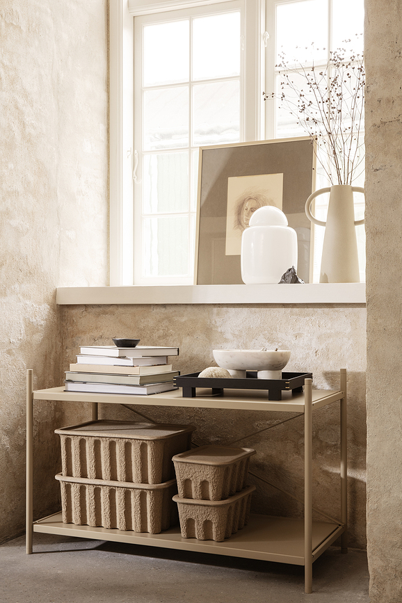 Paper Pulp Boîtes de Rangement, beige, Lot de 2