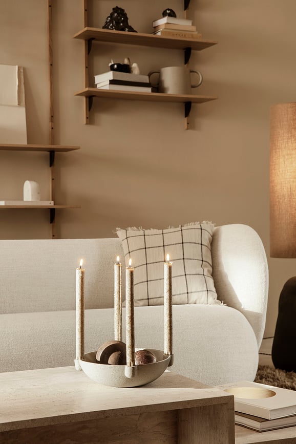 Portavelas cerámico Ferm Living, 27 cm, beige