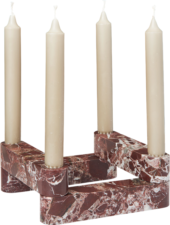 Portavelas modulares Newel de mármol, rojo, para velas clásicas, Set de 4 piezas