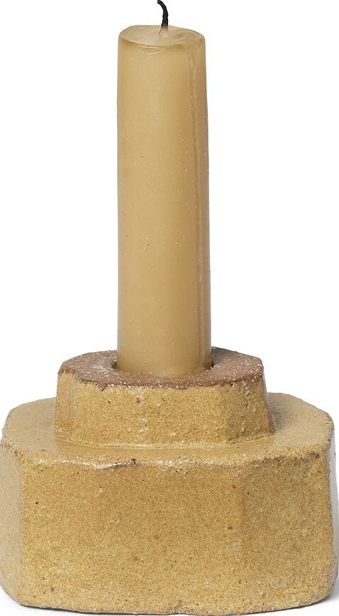 Portavelas de terracota Kurinu, para vela clásica