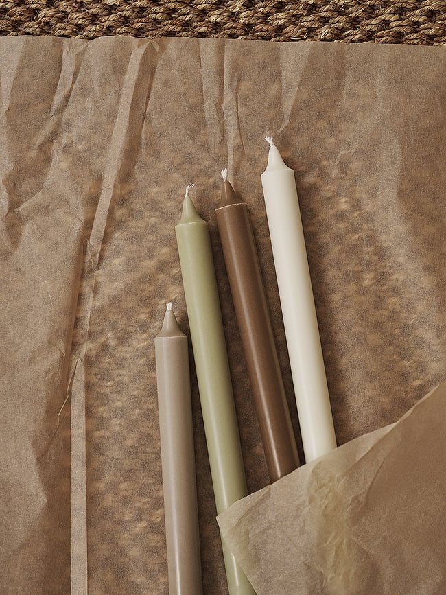 Pure Sveče, zeleno-rjave, 4 kosi