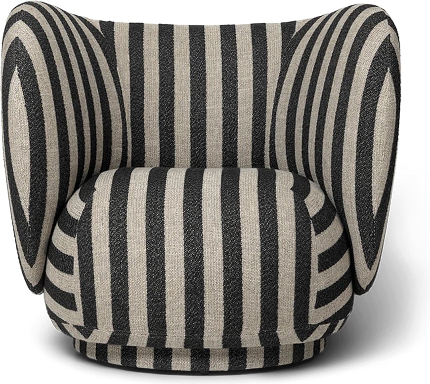 Rico Lounge Drehsessel gestreift, Sand-Schwarz