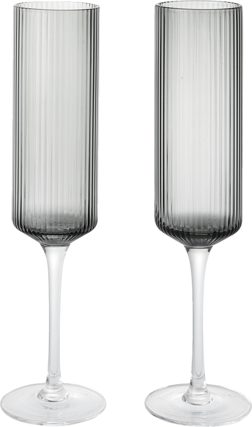 Ripple Flutes Flûtes à Champagne, gris fumé, Lot de 2