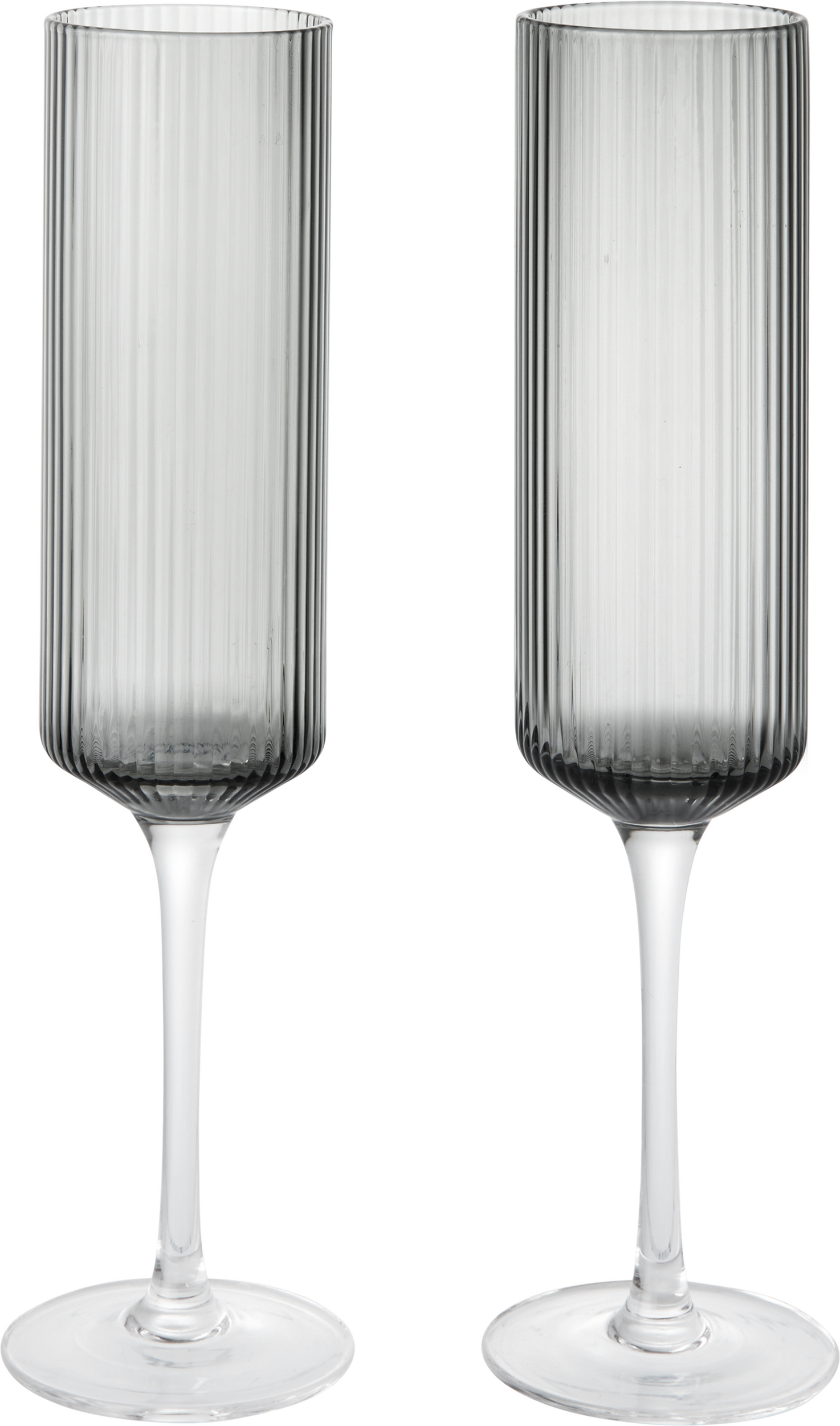 Ripple Flutes Sektgläser, rauchgrau, 2 St.