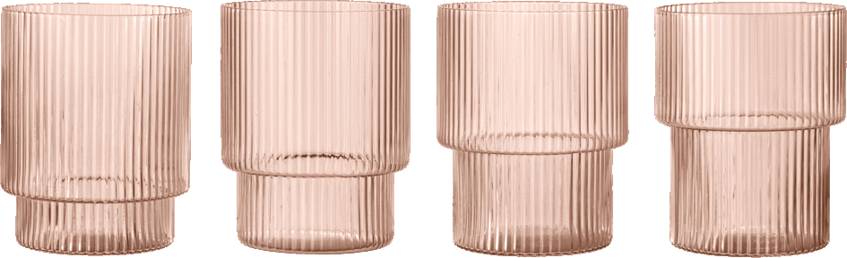 Ripple Gläser niedrig rosa 4 St.