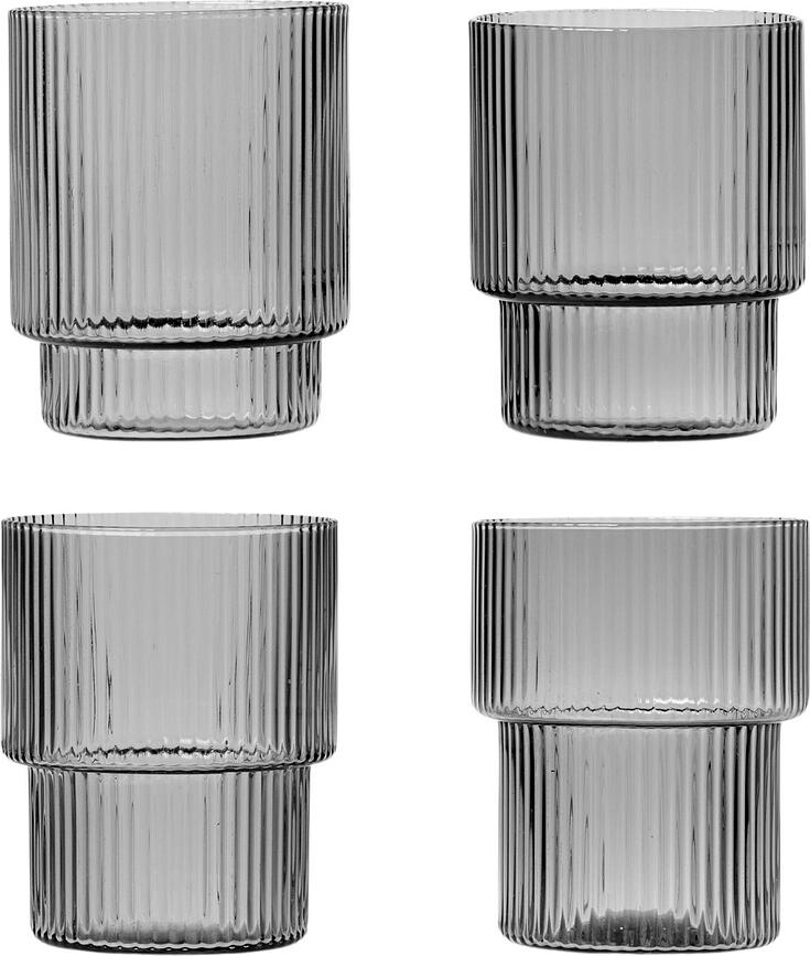 Ripple Verres petits, fumés, Lot de 4