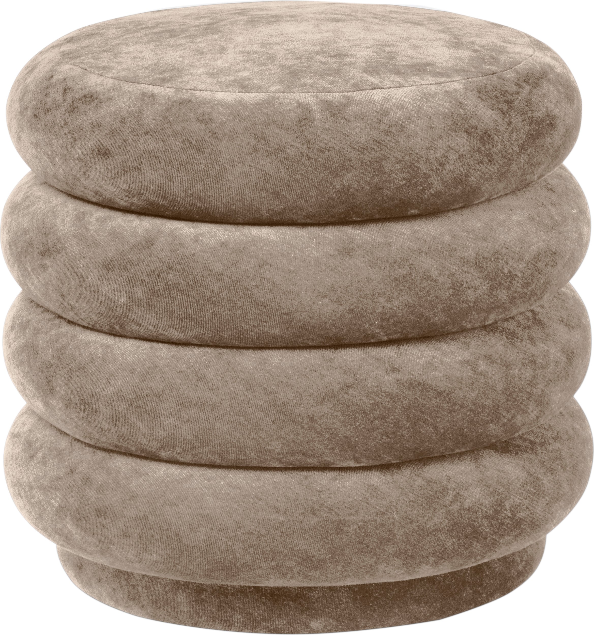 Round Velvet Pouf beige