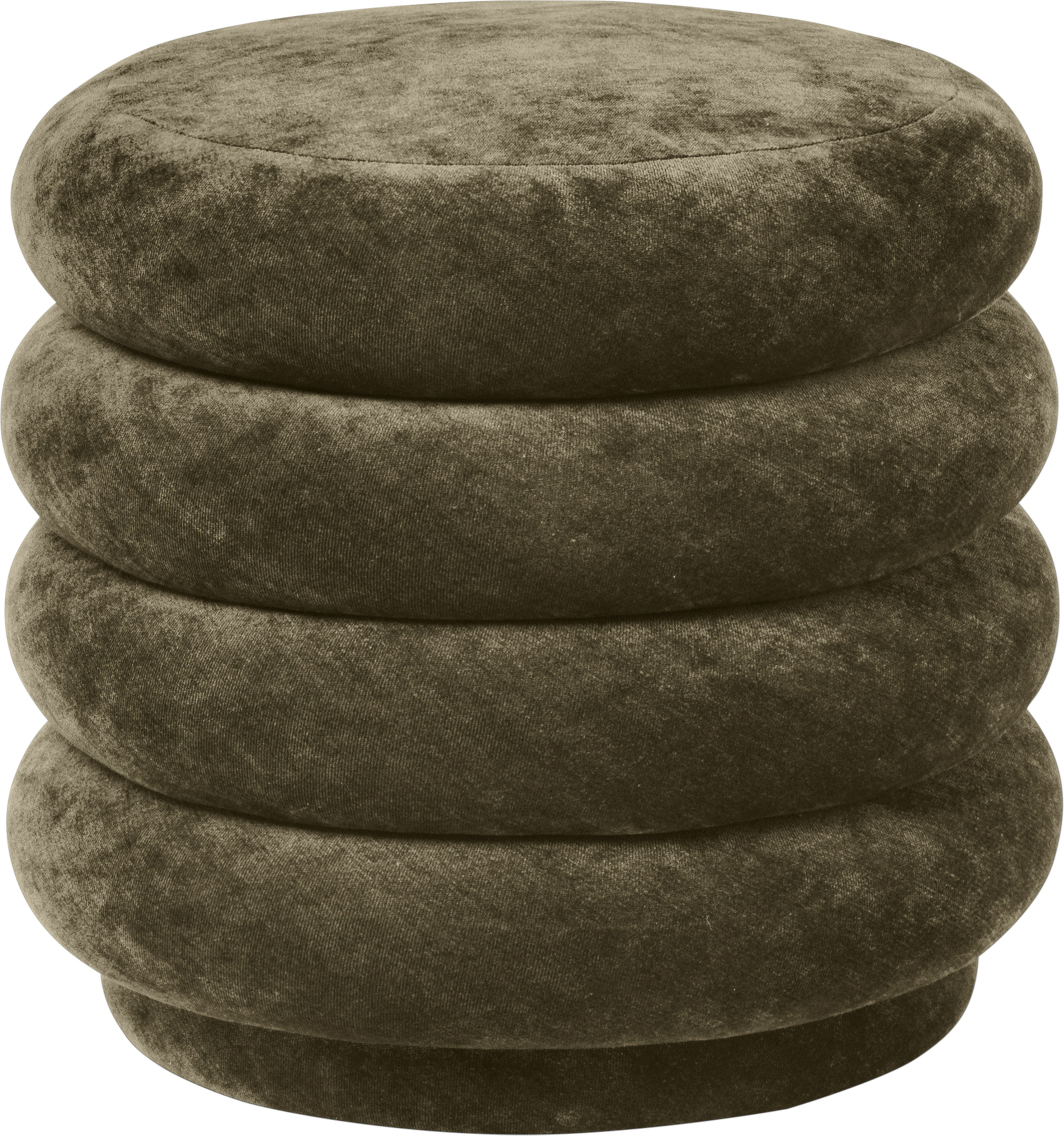 Round Velvet Pouf dunkelgrün