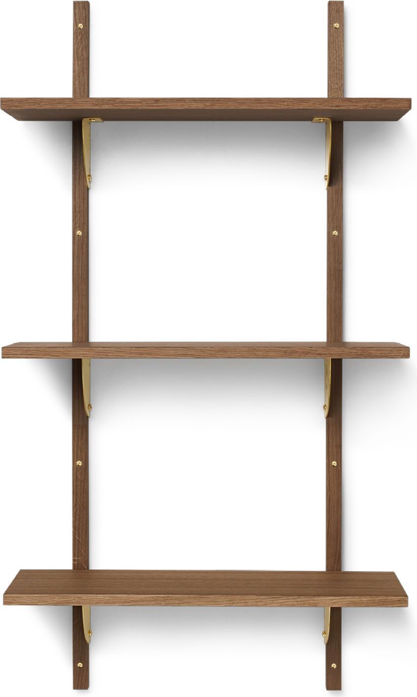 Sector Regal 54 cm dreifach dunkle Eiche mit Messing-Befestigung