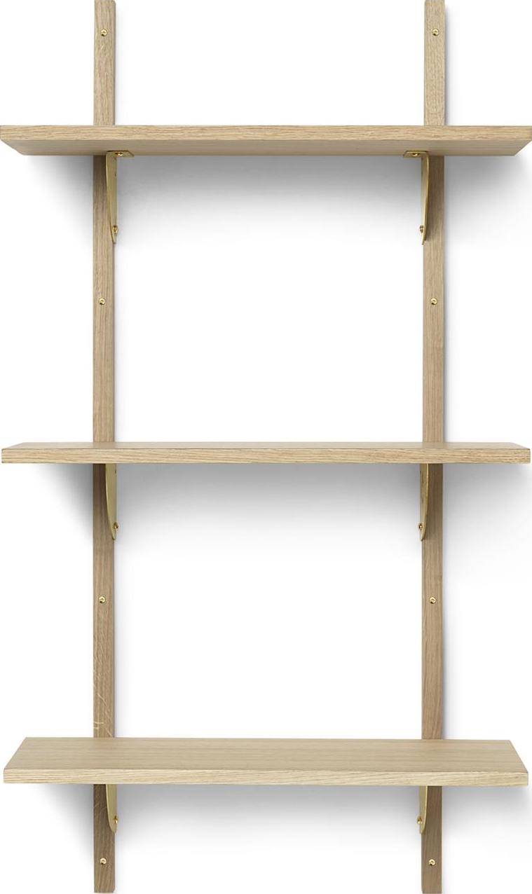 Sector Regal 54 cm dreifach Eiche hell mit Messing-Befestigung