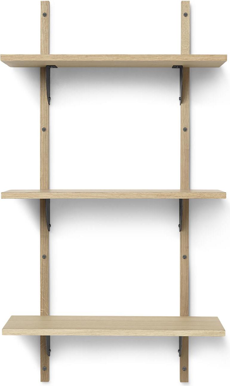 Sector Regal 54 cm dreifach Eiche hell mit schwarzer Messing-Befestigung