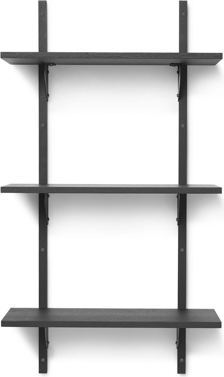 Sector Regal 54 cm dreifach Schwarzesche mit schwarzer Messing-Befestigung