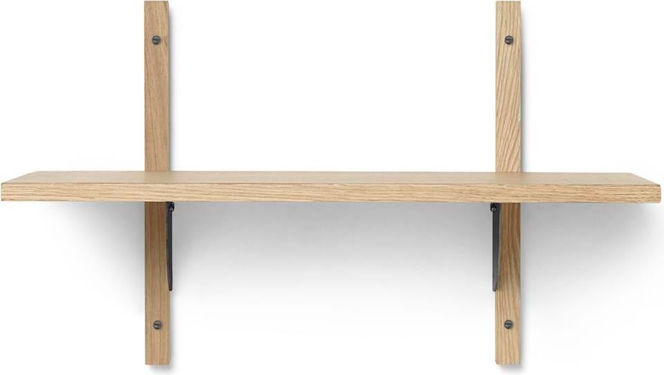 Sector Regal 54 cm einzeln Eiche hell mit schwarzer Messing-Befestigung