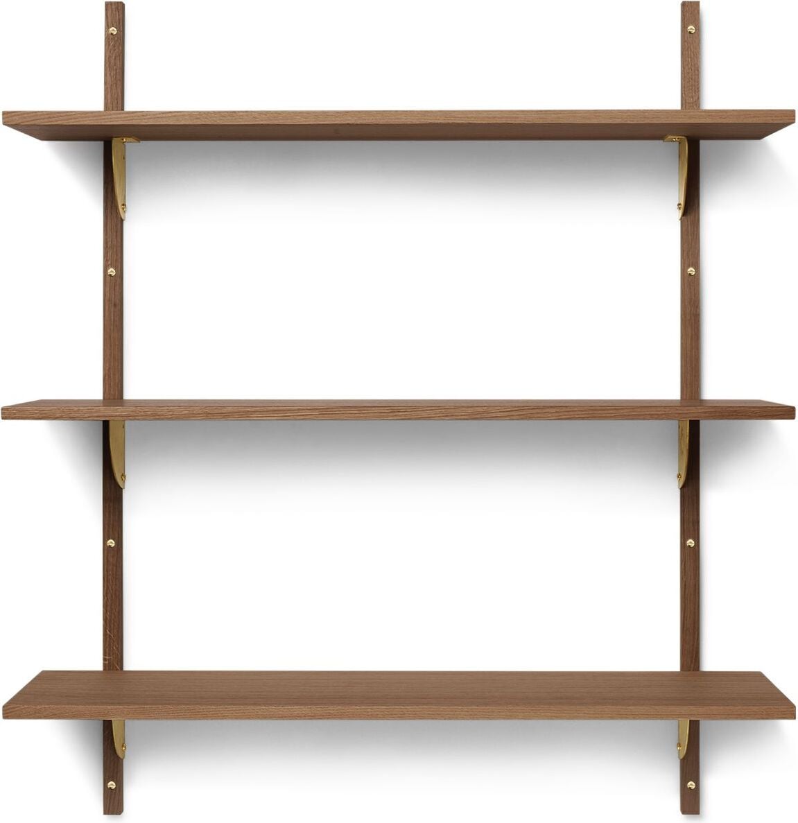 Sector Regal 87 cm dreifach dunkle Eiche mit Messing-Befestigung