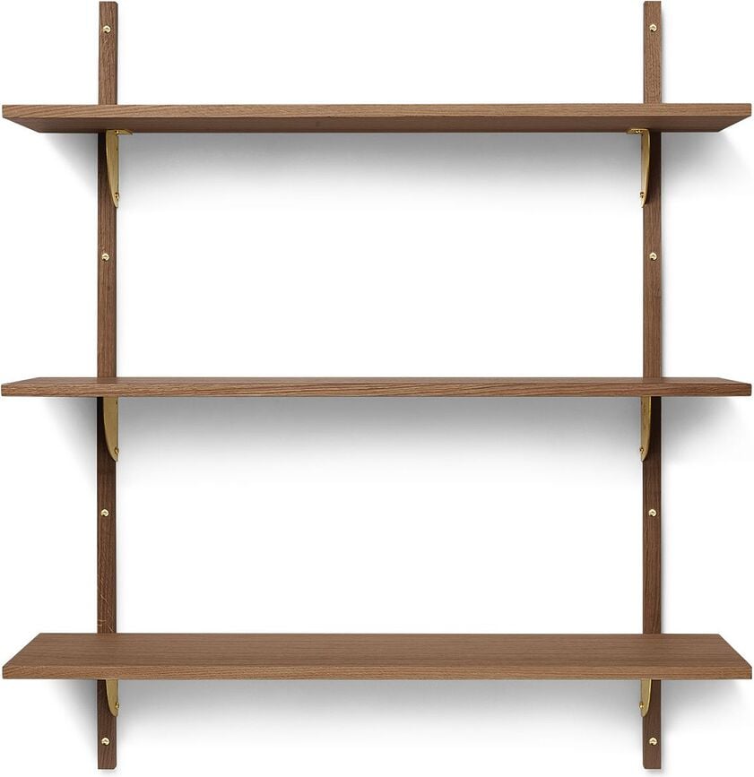 Sector Regal 87 cm dreifach dunkle Eiche mit Messing-Befestigung