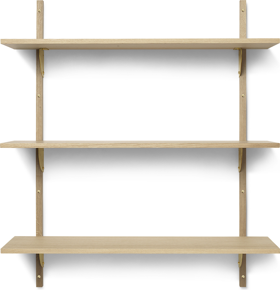 Sector Regal 87 cm dreifach Eiche hell mit Messing-Befestigung