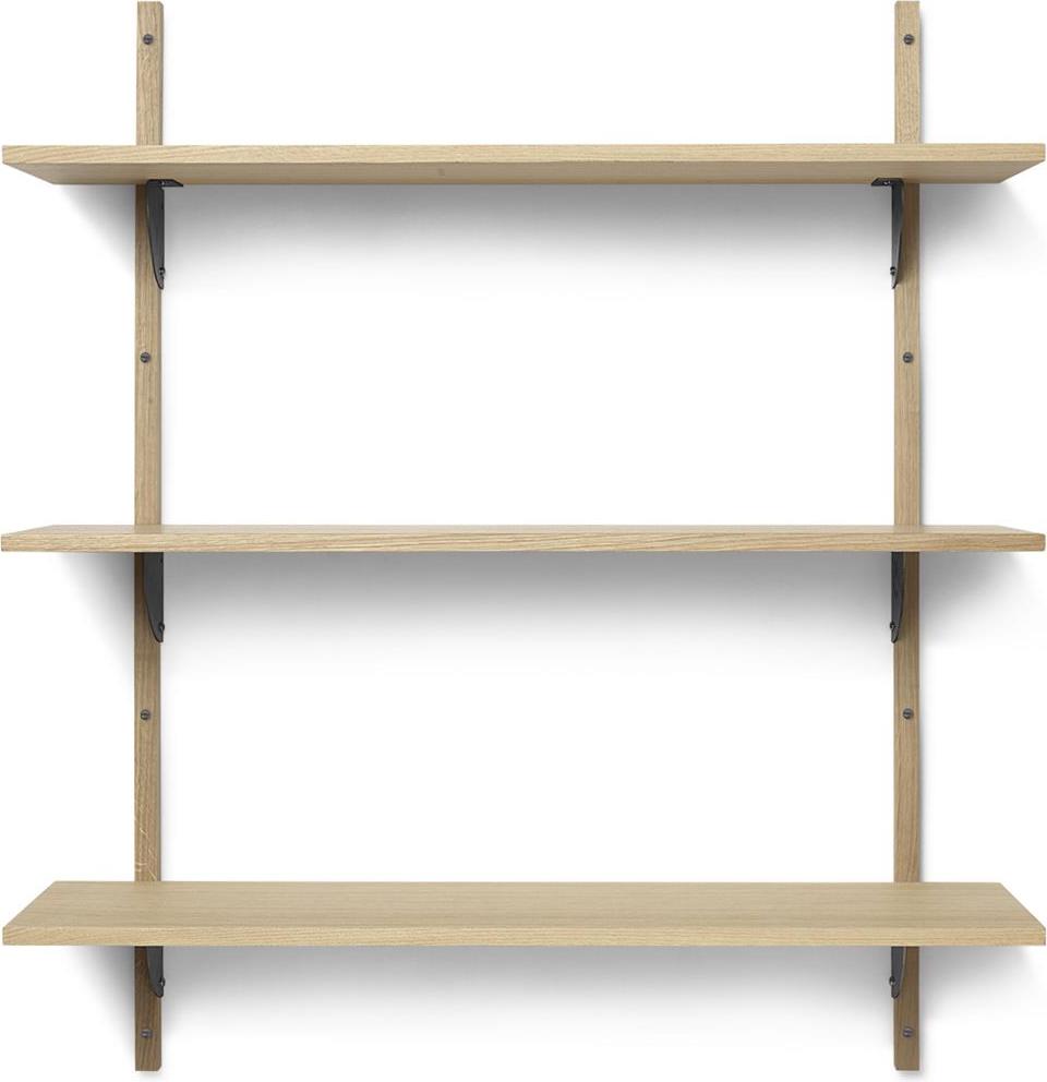 Sector Regal 87 cm dreifach Eiche hell mit schwarzer Messing-Befestigung